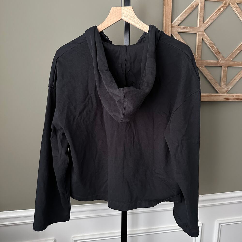Nike Full-Zip Hoodie Wide Cropped Black Women's Sz Large - Picture 7 of 7